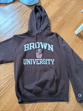 Champion Brown University Brown Pullover Hoodie with Crest